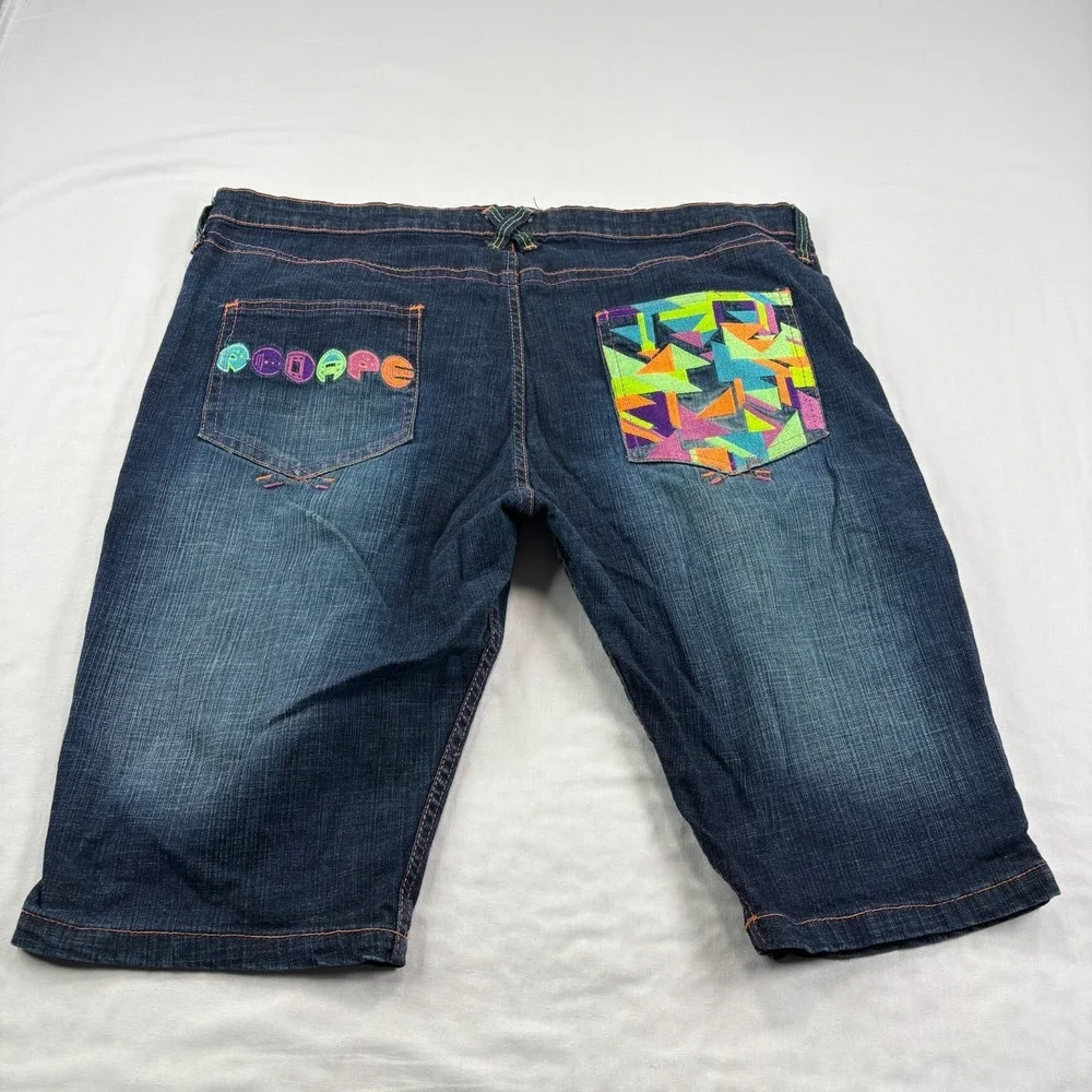 Vintage Red Ape Jean Shorts Womens 18 Blue Denim Baggy Skater Jorts Y2K